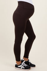 Brown Crossover Waistline Maternity Leggings