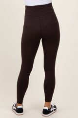 Brown Crossover Waistline Maternity Leggings