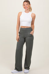 Olive Straight Leg Yoga Maternity Pants