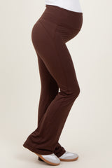 Brown Maternity Flared Leggings