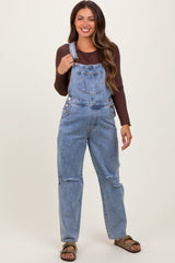 Blue Distressed Denim Maternity Overalls