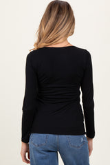 Black Basic Scoop Neck Long Sleeve Maternity Top