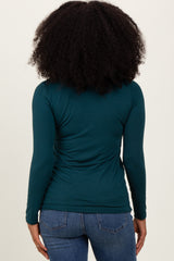 Forest Green Basic Scoop Neck Long Sleeve Top