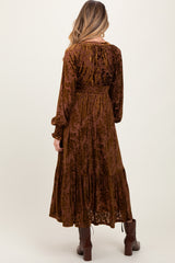 Mocha Floral Velvet Overlay Maternity Maxi Dress