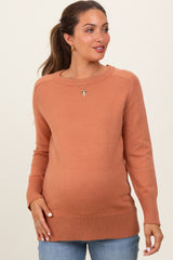 Peach Basic Relaxed Fit Maternity Sweater