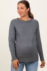 Charcoal Basic Relaxed Fit Maternity Sweater