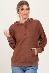 Brown Brushed Knit Oversized Hoodie