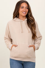 Cream Brushed Knit Oversized Maternity Hoodie