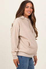 Cream Brushed Knit Oversized Maternity Hoodie