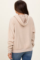 Cream Brushed Knit Oversized Maternity Hoodie