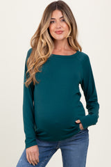 Deep Teal Raglan Long Sleeve Maternity Top