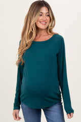 Deep Teal Raglan Long Sleeve Maternity Top