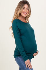 Deep Teal Raglan Long Sleeve Maternity Top