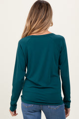 Deep Teal Raglan Long Sleeve Maternity Top