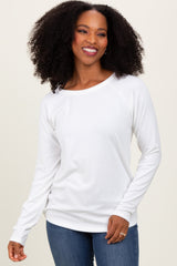 White Raglan Long Sleeve Maternity Top