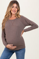 Brown Basic Maternity Pullover Top