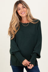 Forest Green Bubble Sleeve Maternity Sweater