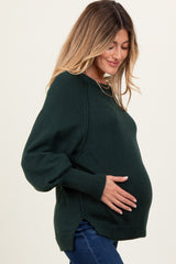 Forest Green Bubble Sleeve Maternity Sweater