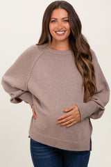 Taupe Bubble Sleeve Maternity Sweater