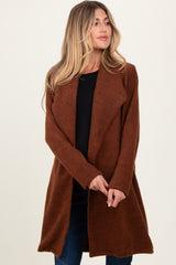 Brown Knit Relaxed Fit Maternity Coat Jacket