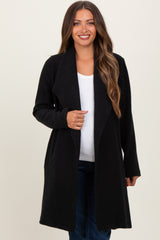 Black Knit Relaxed Fit Maternity Coat Jacket