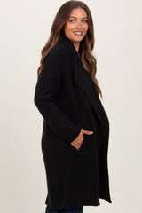 Black Knit Relaxed Fit Maternity Coat Jacket