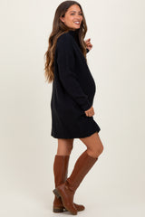 Black Mock Neck Maternity Mini Sweater Dress