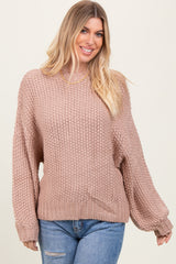 Pink Chunky Knit Oversized Drop Shoulder Sweater