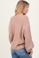 Pink Chunky Knit Oversized Drop Shoulder Sweater