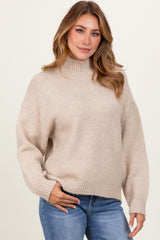 Cream Mock Neck Oversized Maternity Sweater