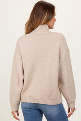 Cream Mock Neck Oversized Sweater