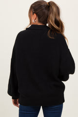 Black Oversized Zip Up Maternity Cardigan