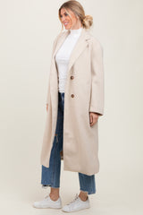 Cream Felted Double Breasted Lapel Button Coat