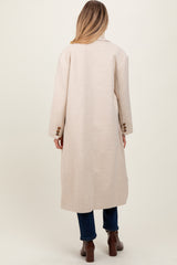 Cream Felted Double Breasted Lapel Maternity Button Coat