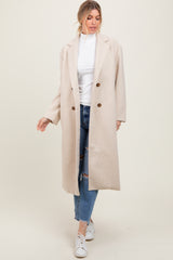 Cream Felted Double Breasted Lapel Button Coat