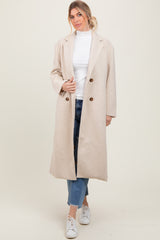 Cream Felted Double Breasted Lapel Button Coat