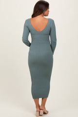 Jade V-Neck Long Sleeve Fitted Maternity Maxi Dress