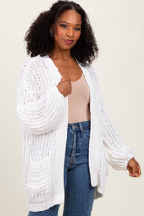 Cream Chunky Knit Oversized Pocket Cardigan