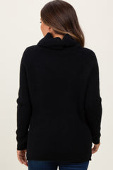 Black Basic Ribbed Turtle Neck Maternity Sweater