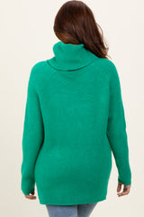 Green Basic Ribbed Turtle Neck Sweater