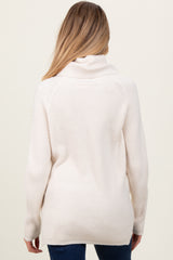 Ivory Basic Ribbed Turtle Neck Maternity Sweater