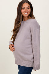 Grey Soft Knit Basic Maternity Sweater