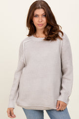 Grey Basic Chunky Knit Maternity Sweater