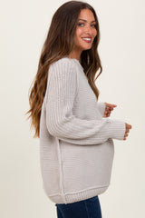 Grey Basic Chunky Knit Maternity Sweater