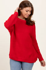 Red Basic Chunky Knit Sweater