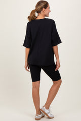 Black Oversized Short Sleeve Biker Short Set