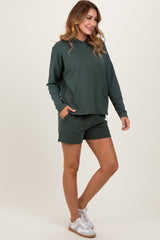 Forest Green Hoodie Shorts Set