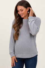 Heather Grey Chenille Knit Maternity Sweater