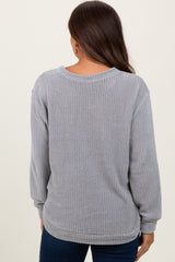 Heather Grey Chenille Knit Maternity Sweater