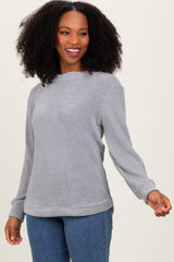 Heather Grey Chenille Knit Sweater